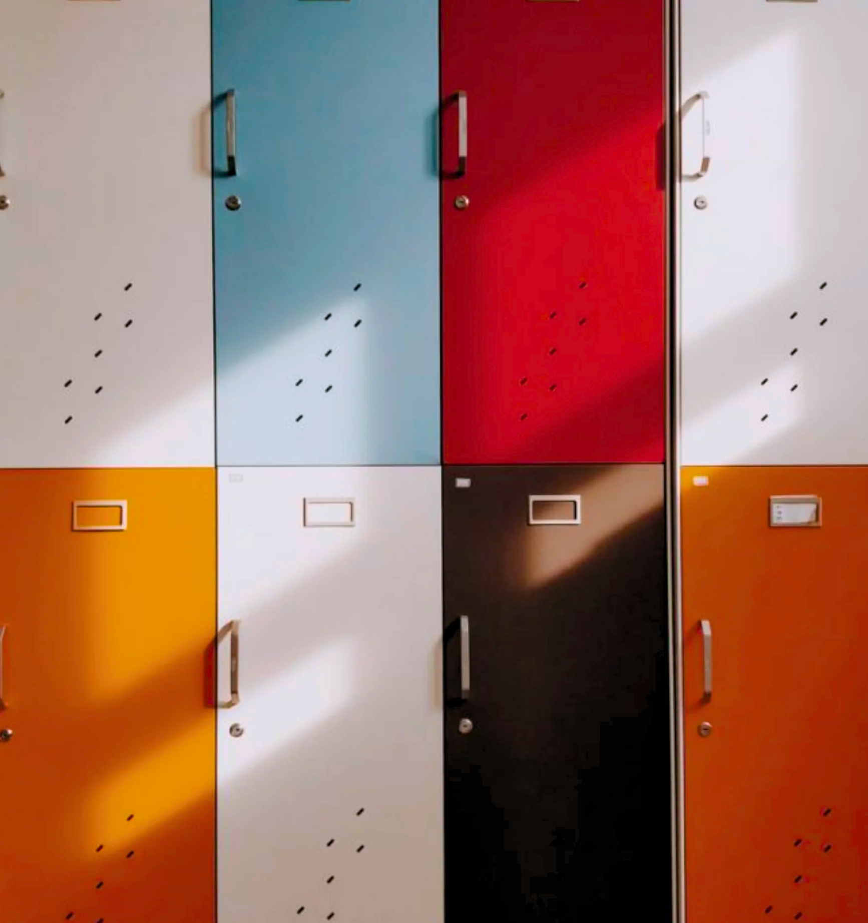 colourful self storage lockers at the Pentagon bUSINESS centre in Glasgow city centre